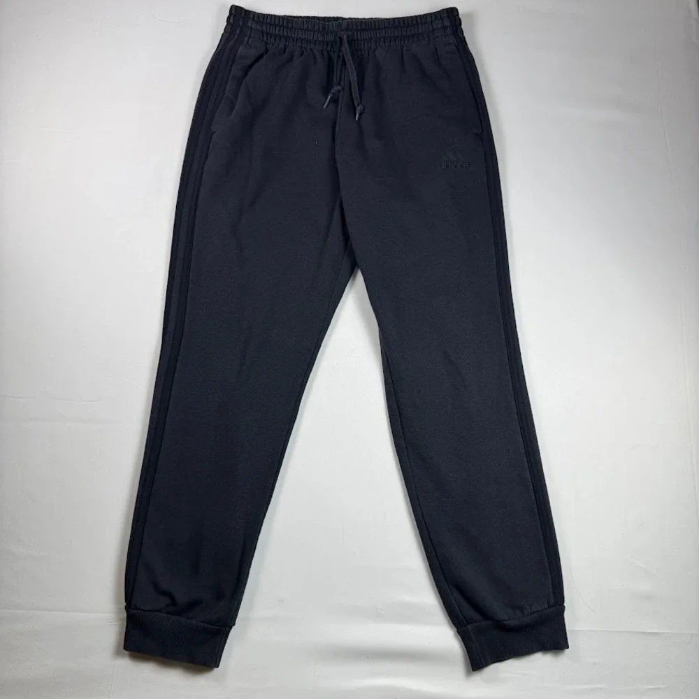 Adidas Mens Fleece Tapered Cuff 3-Stripes Jogger Pants Black Size M Sweatpants